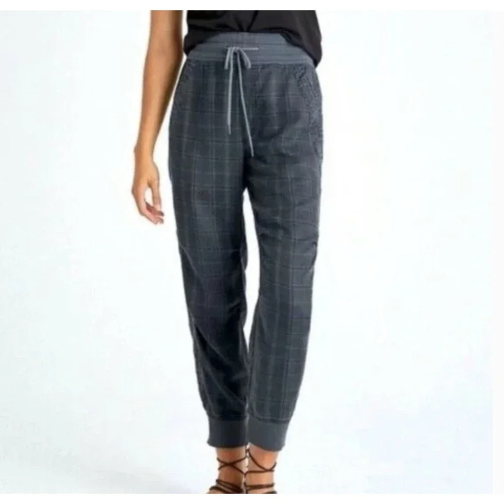 Anthropologie Kalli Joggers Pants Drawstring Plaid Leopard Print Gray Size XS